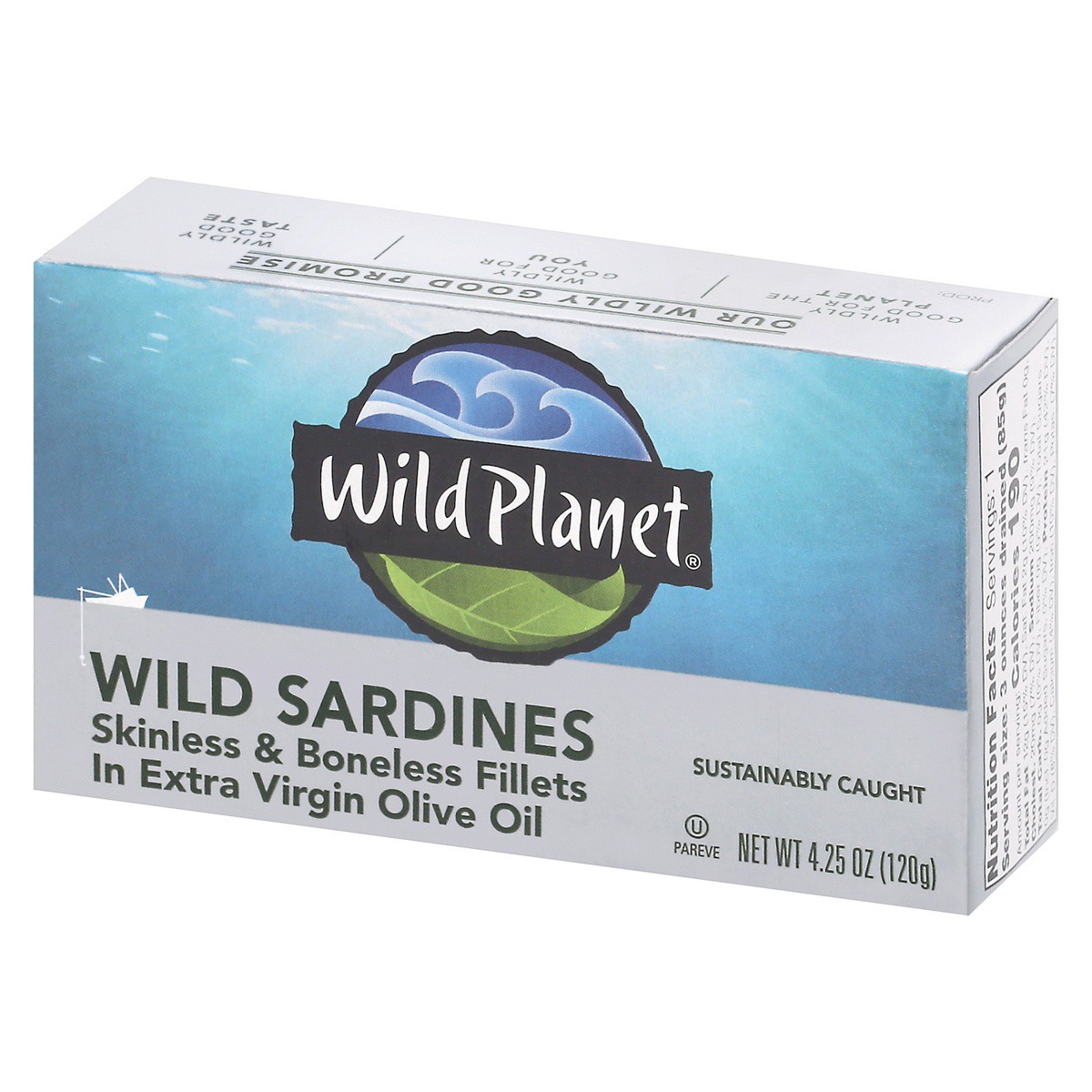 slide 3 of 9, Wild Planet Wildbrine Skinless & Boneless Sardines in Extra Virgin Olive Oil, 4.25 oz