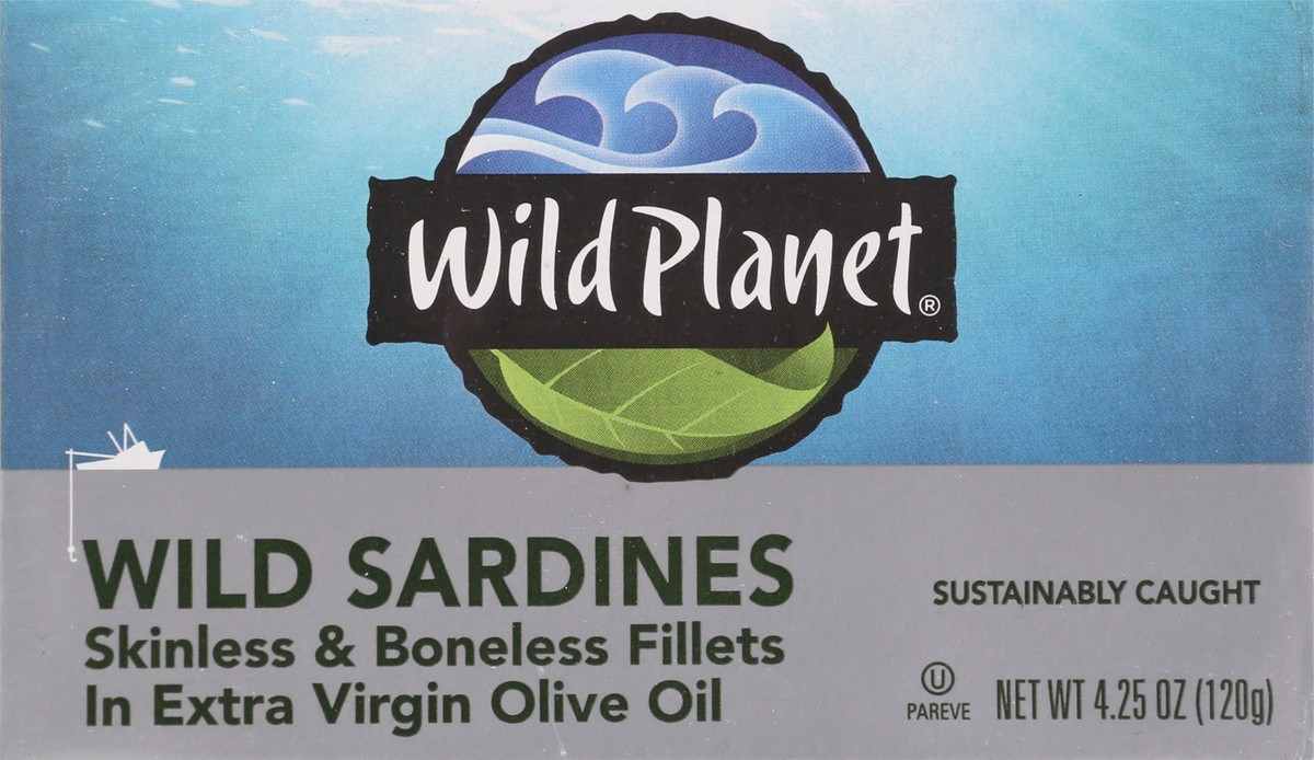 slide 7 of 9, Wild Planet Wildbrine Skinless & Boneless Sardines in Extra Virgin Olive Oil, 4.25 oz