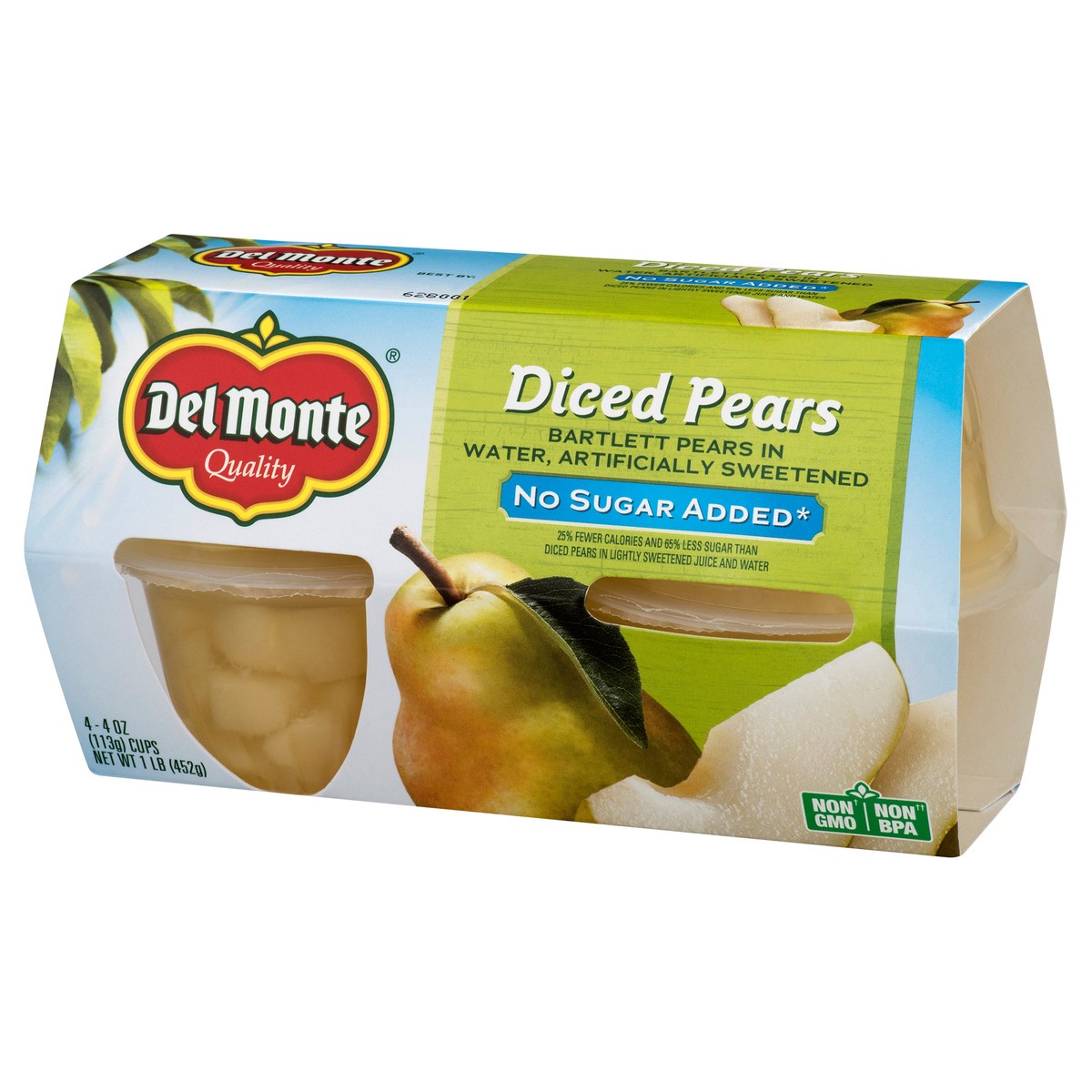 slide 5 of 12, Del Monte No Sugar Added Diced Pears 4 ea, 4 ct