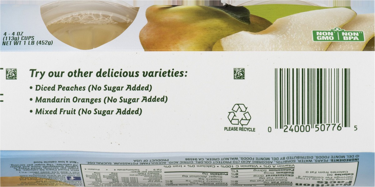 slide 12 of 12, Del Monte No Sugar Added Diced Pears 4 ea, 4 ct