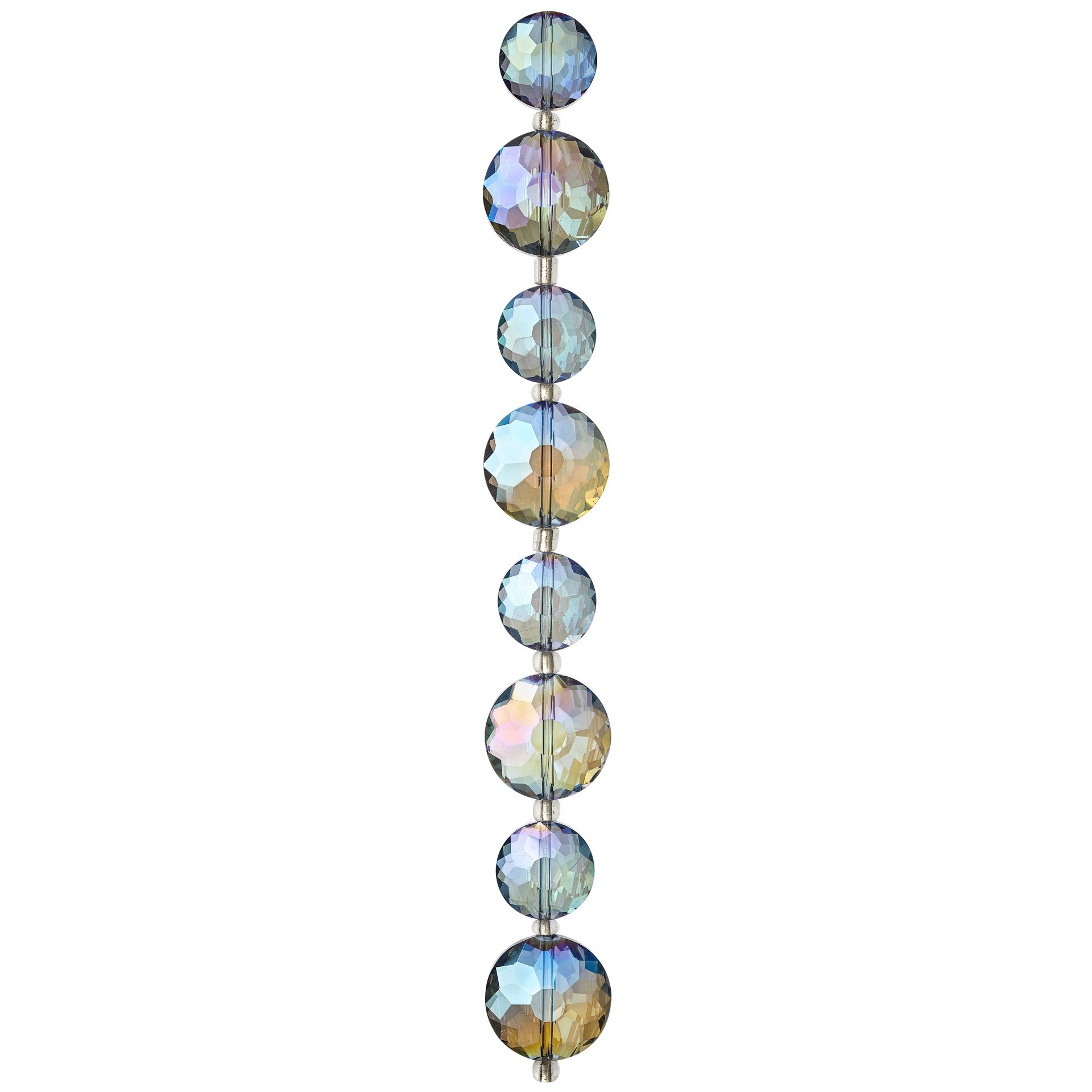 slide 2 of 3, Iridescent Blue Large Glass Lentil Beads, 18mm By Bead Landing, 18mm