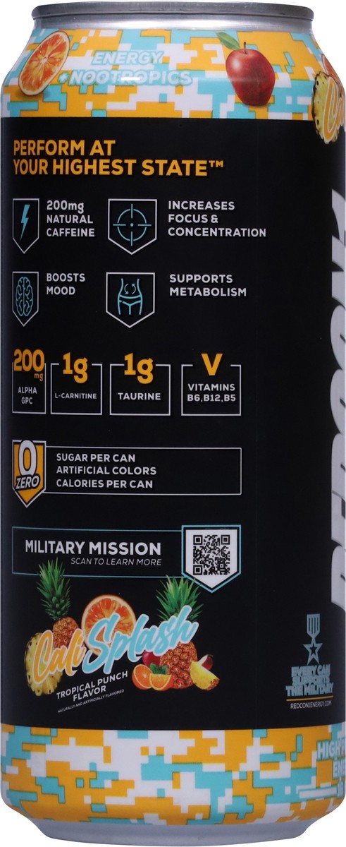 slide 9 of 14, Redcon1 Zero Sugar Cali Splash High Performance Tropical Punch Flavor Energy Drink 16 fl oz, 16 fl oz