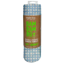 BRITE BOX Bright Box Labs Reusable Bamboo Cloths- Towel Roll- Blue/White 20 Sheets