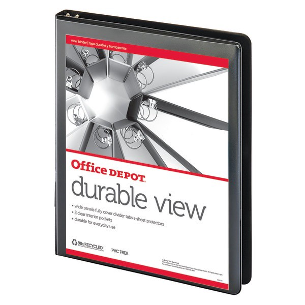 slide 2 of 5, Office Depot Brand Durable View Round-Ring Binder, 1/2'' Rings, Black, 1 ct