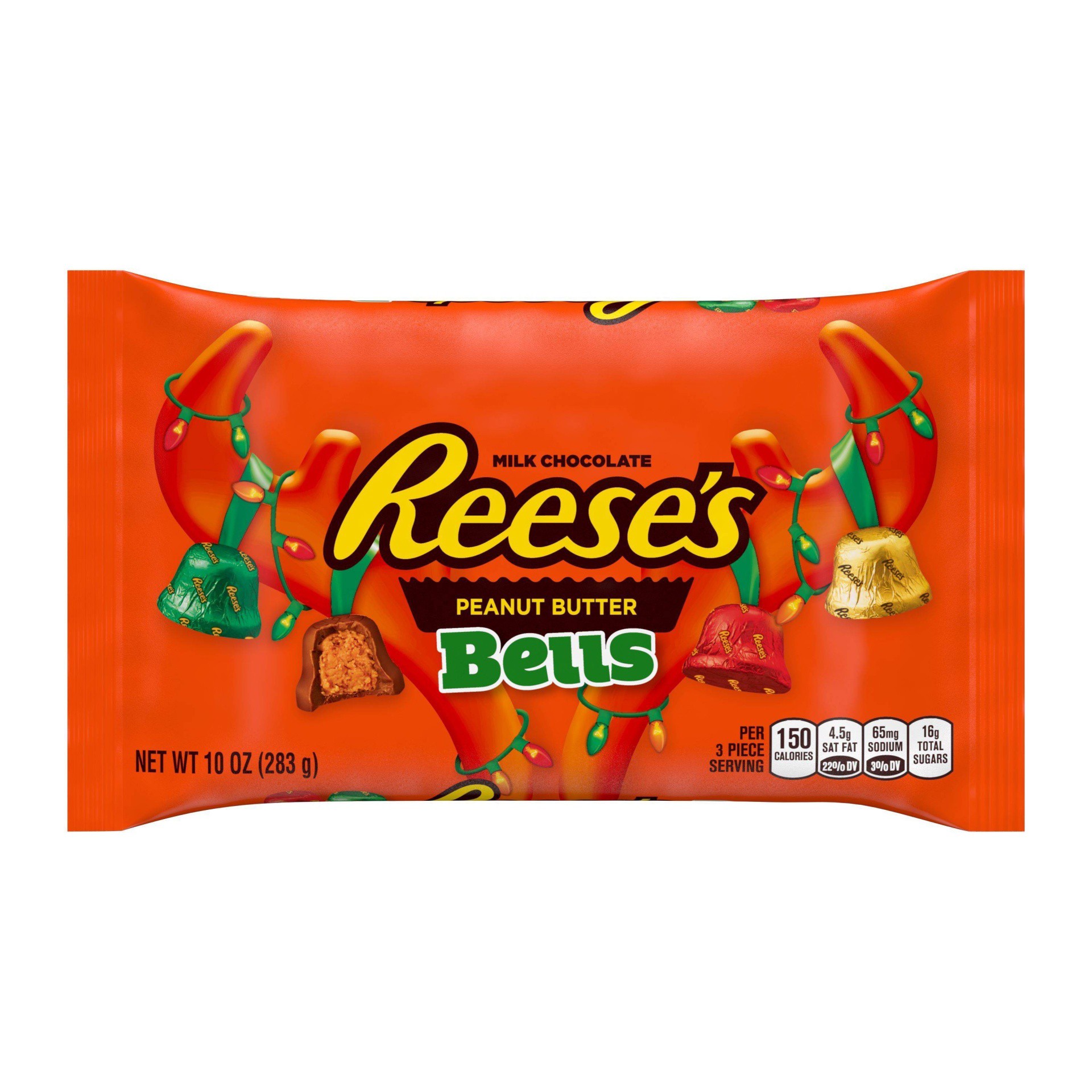 slide 1 of 5, Reese's Holiday Milk Chocolate Peanut Butter Bells, 10 oz