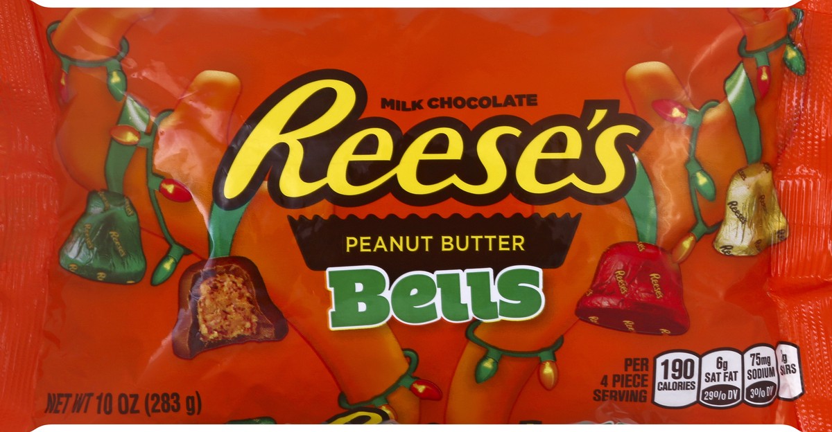 slide 3 of 5, Reese's Holiday Milk Chocolate Peanut Butter Bells, 10 oz