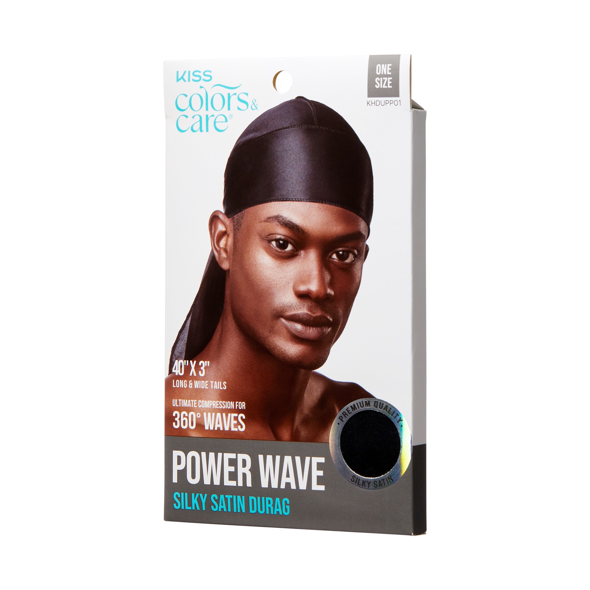 slide 2 of 5, KISS COLORS & CARE KISS Power Wave Satin Durag, Black, 1 Count, 1 ct