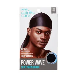 KISS Colors & Care Power Wave Satin Durag, Black, 1 Count