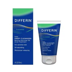 Differin Daily Deep Cleanser Acne Face Wash with 5% Benzoyl Peroxide