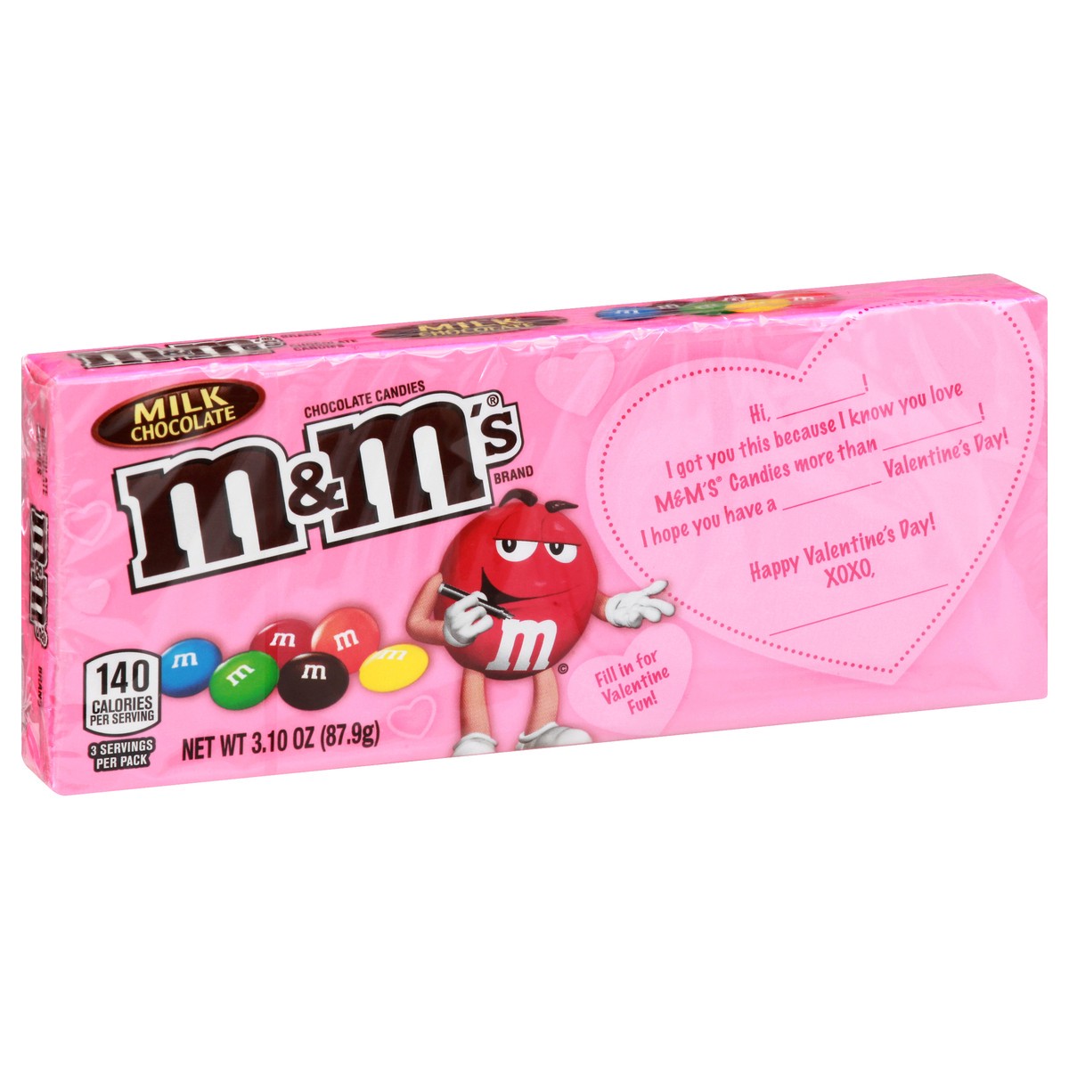 slide 2 of 10, M&M's milk chocolate candies valentines gift box, 3.1 oz