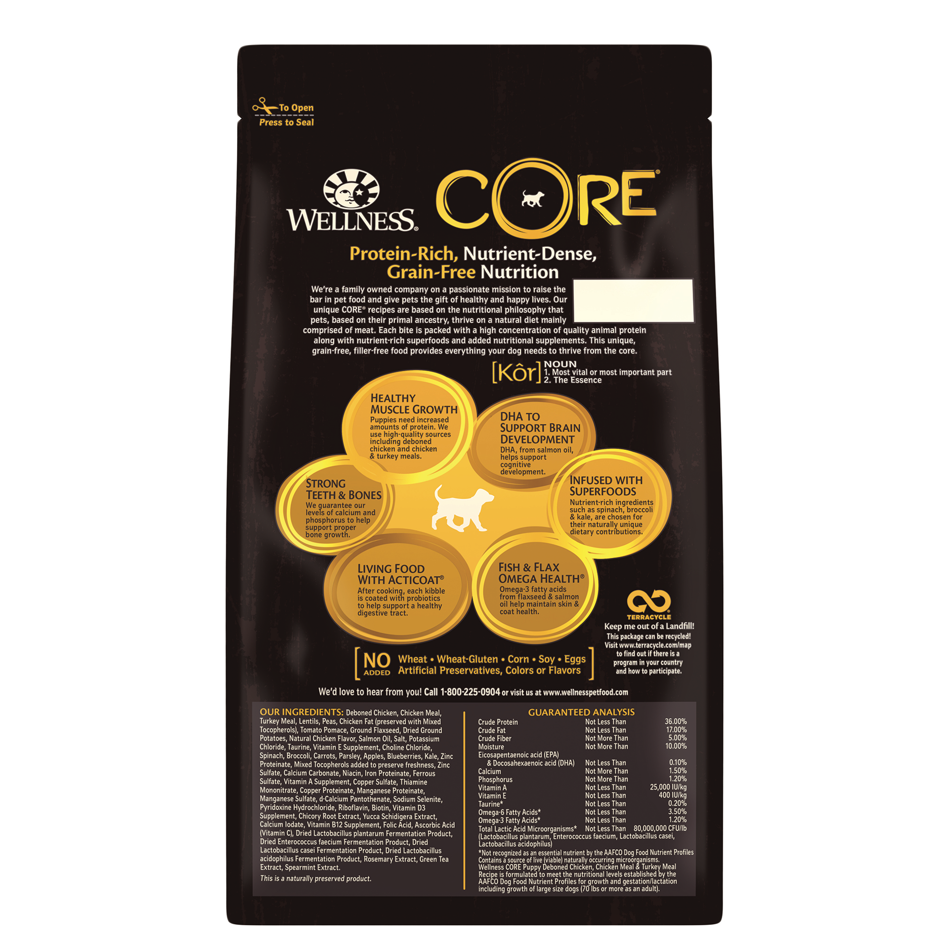 slide 2 of 5, Wellness CORE Natural Grain Free Dry Dog Food, Puppy, 4-Pound Bag, 1 ct