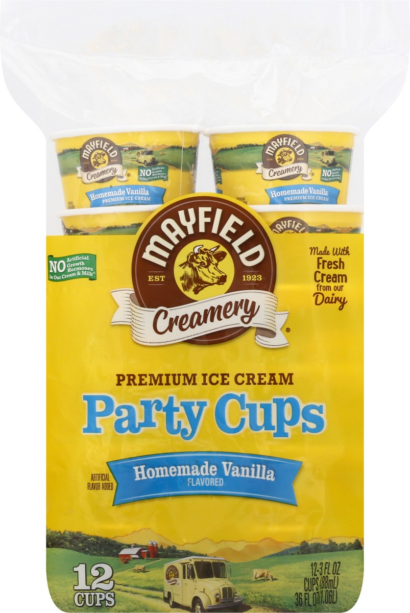 slide 6 of 13, Mayfield Creamery Homemade Vanilla Flavored Premium Ice Cream Party Cups 12-3 fl oz Cups, 12 ct