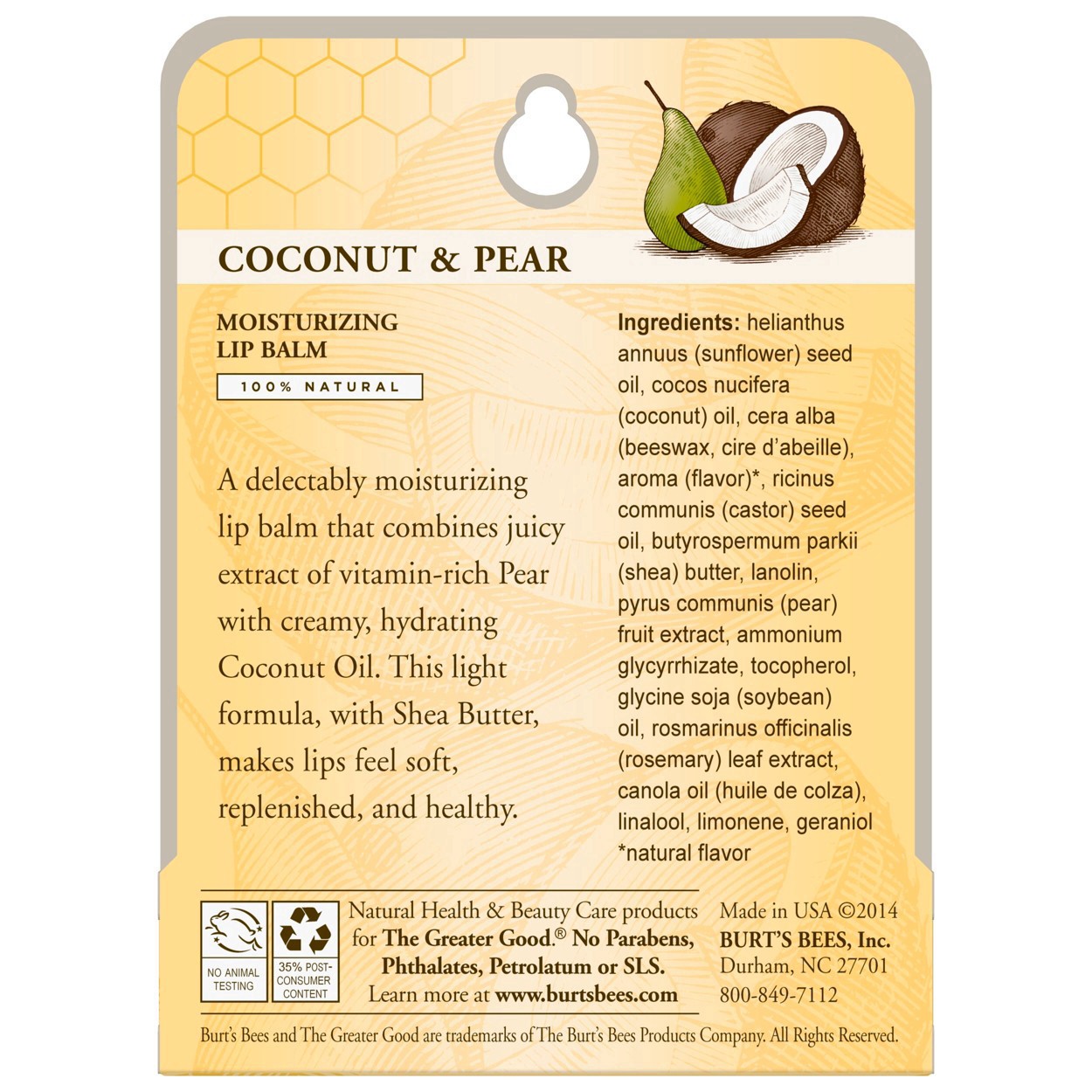 slide 37 of 113, Burt's Bees Moisturizing Coconut & Pear Lip Balm 0.15 oz, 0.15 oz