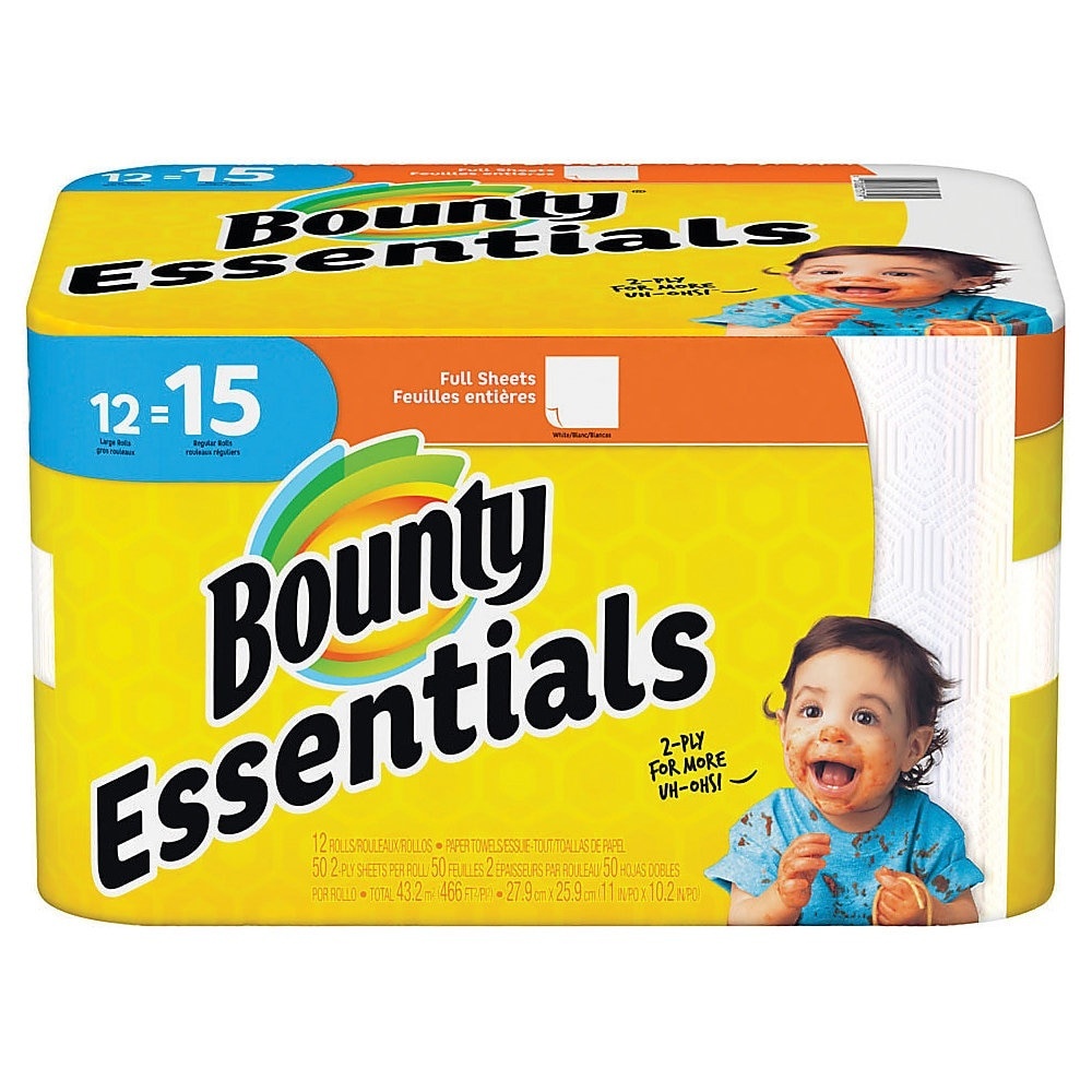 slide 1 of 1, Bounty Ess White Towels, 12 ct