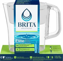 Brita Small 6 Cup Denali Water Filter Pitcher with 1 Brita Elite™ Filter, Made Without BPA, Bright White