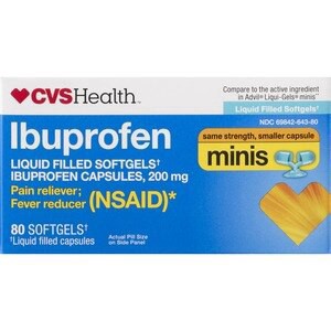 slide 1 of 1, CVS Health Ibuprofen Liquid Filled Mini Softgels, 200Mg, 80 Ct, 80 ct