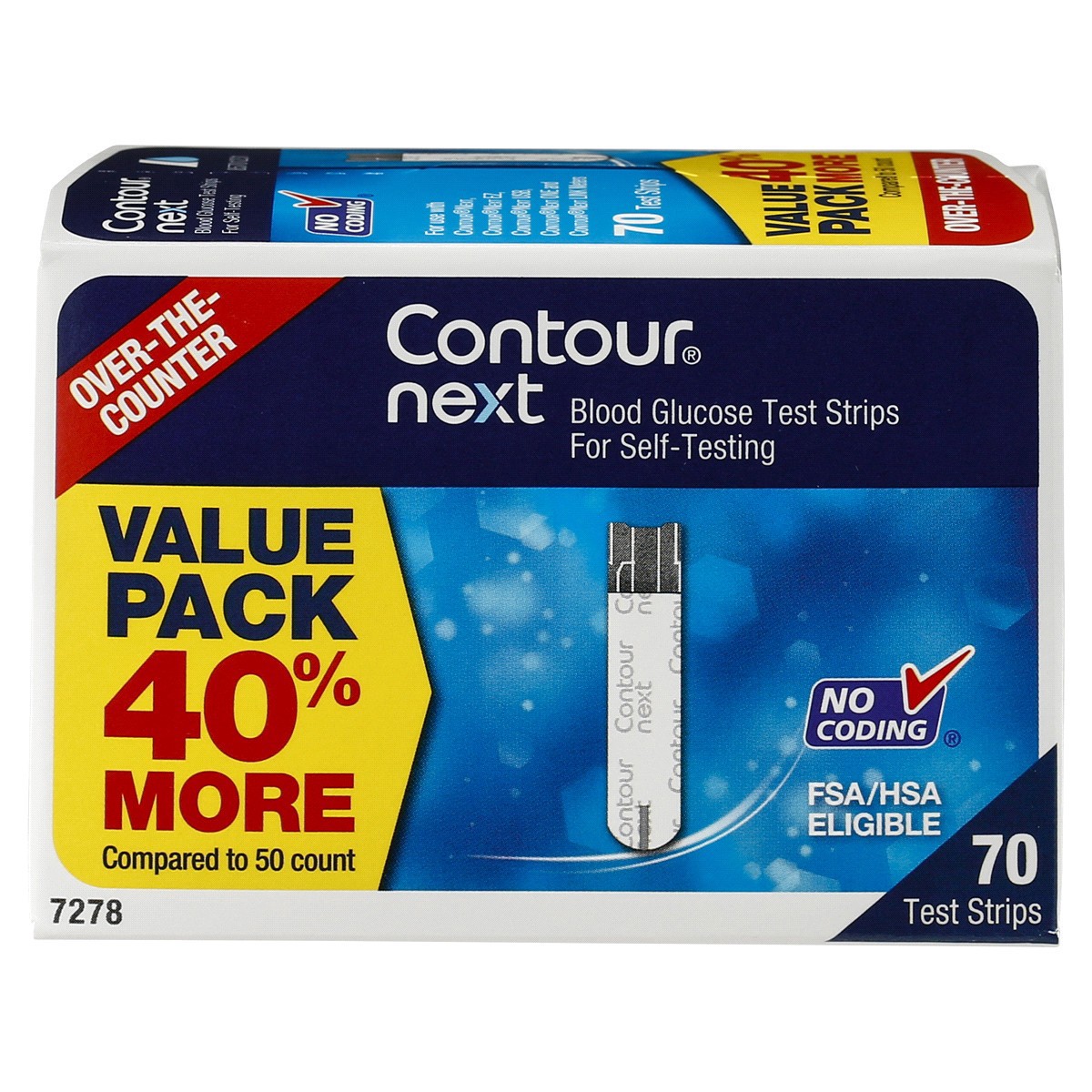 slide 1 of 5, Contour Next Blood Glucose Test Strips Value Pack 70 ea, 70 ct