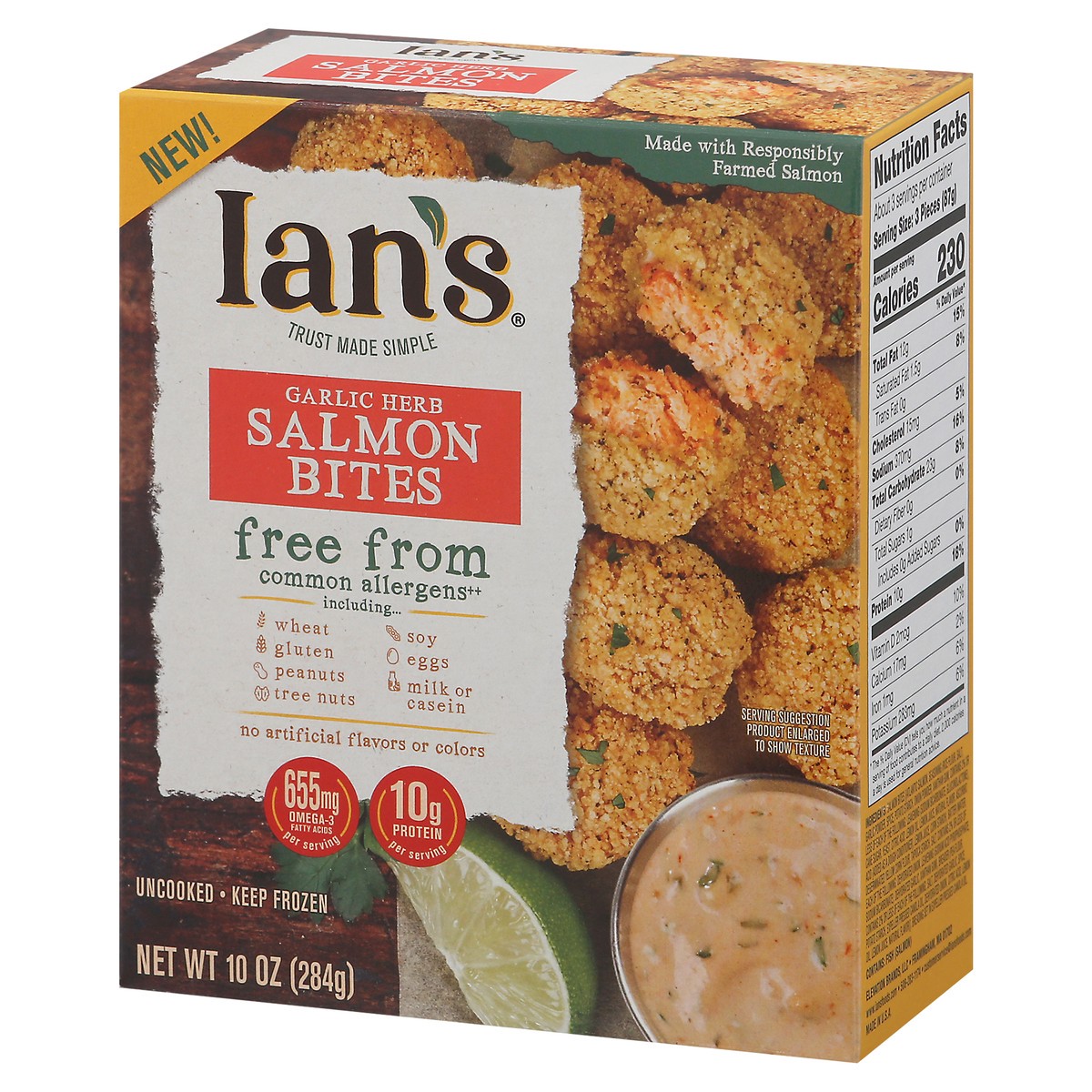 slide 14 of 15, Ian's Natural Foods Ians Natural Foods Salmon Bites Garlic Herb, 10 oz