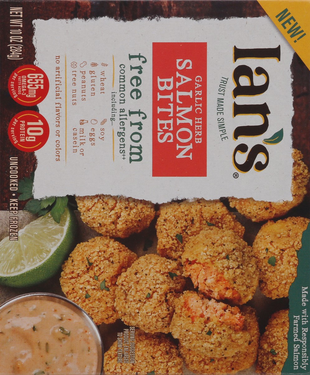 slide 5 of 15, Ian's Natural Foods Ians Natural Foods Salmon Bites Garlic Herb, 10 oz