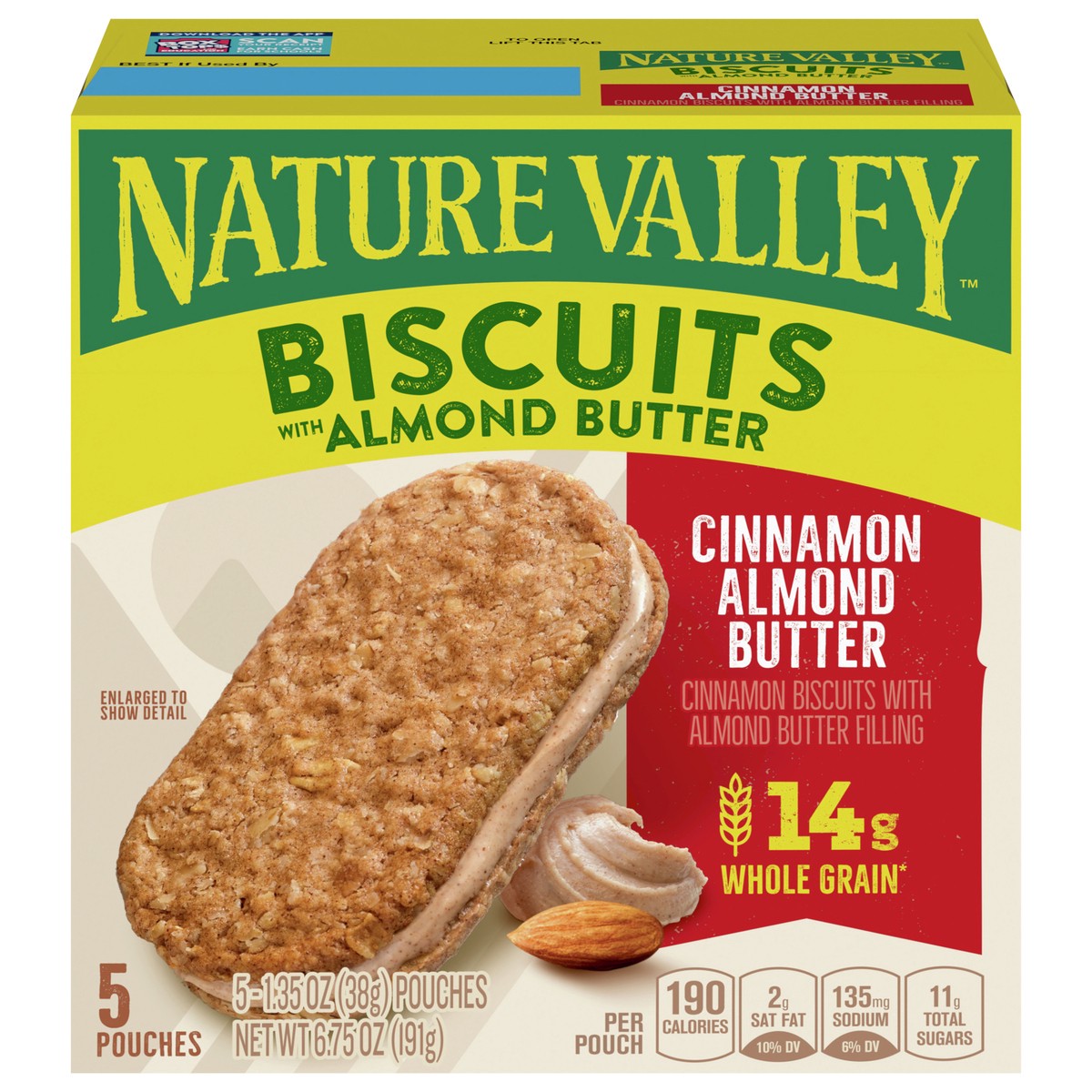 slide 1 of 13, Nature Valley Biscuit Sandwiches, Almond Butter- 5 ct, 5 ct