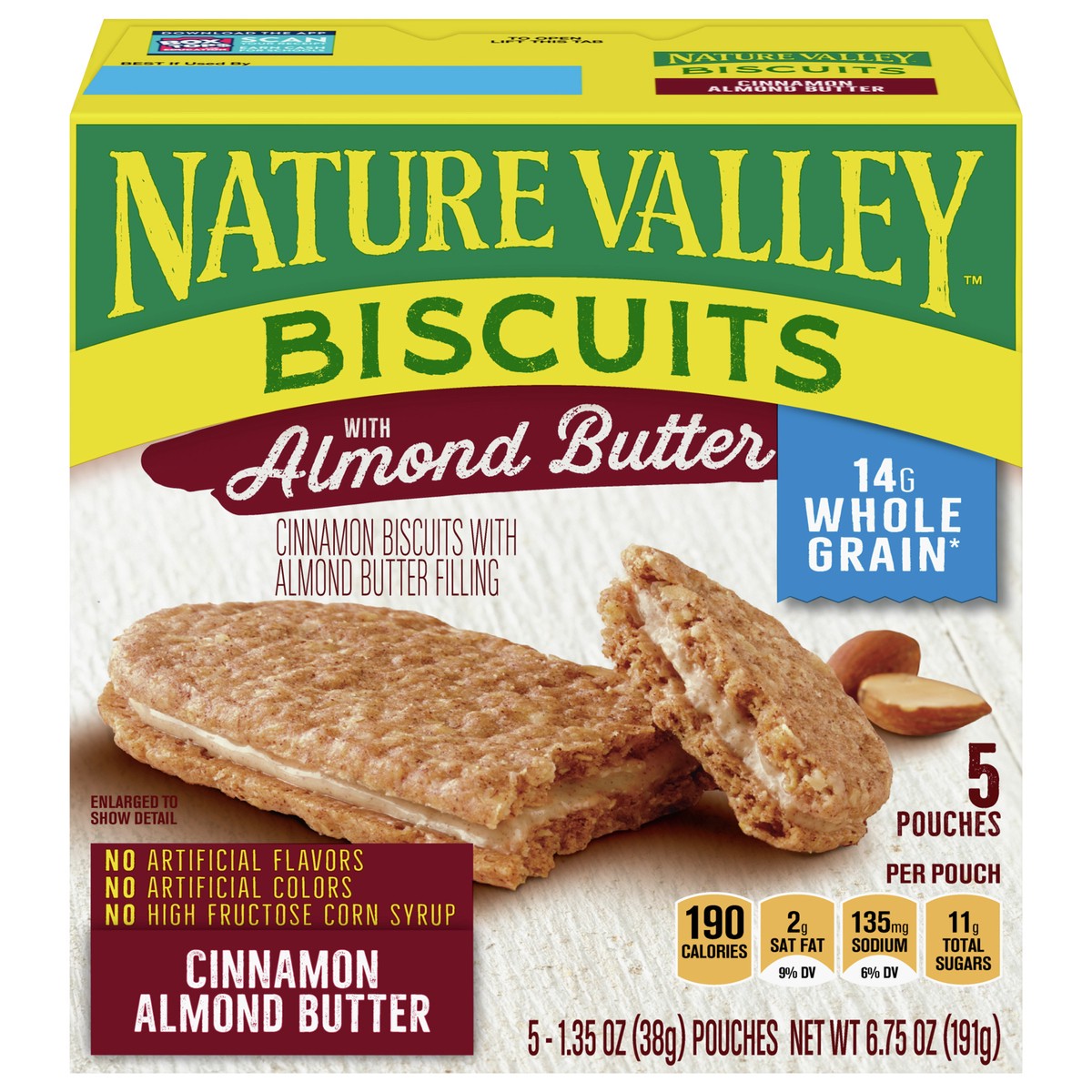 slide 9 of 13, Nature Valley Biscuit Sandwiches, Almond Butter- 5 ct, 5 ct