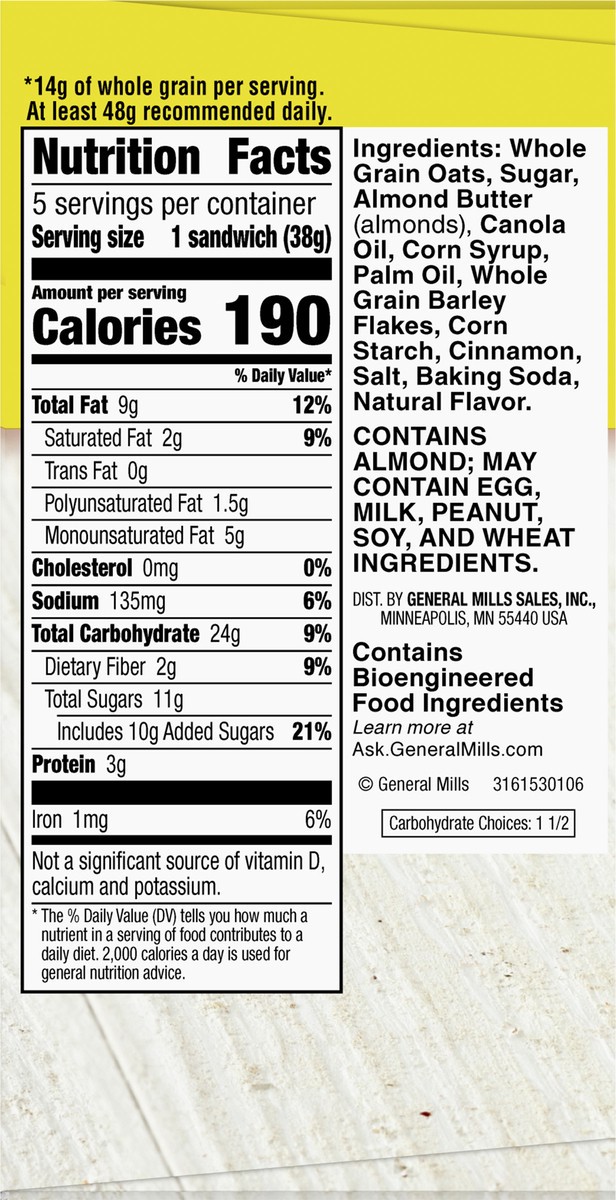 slide 6 of 13, Nature Valley Biscuit Sandwiches, Almond Butter- 5 ct, 5 ct