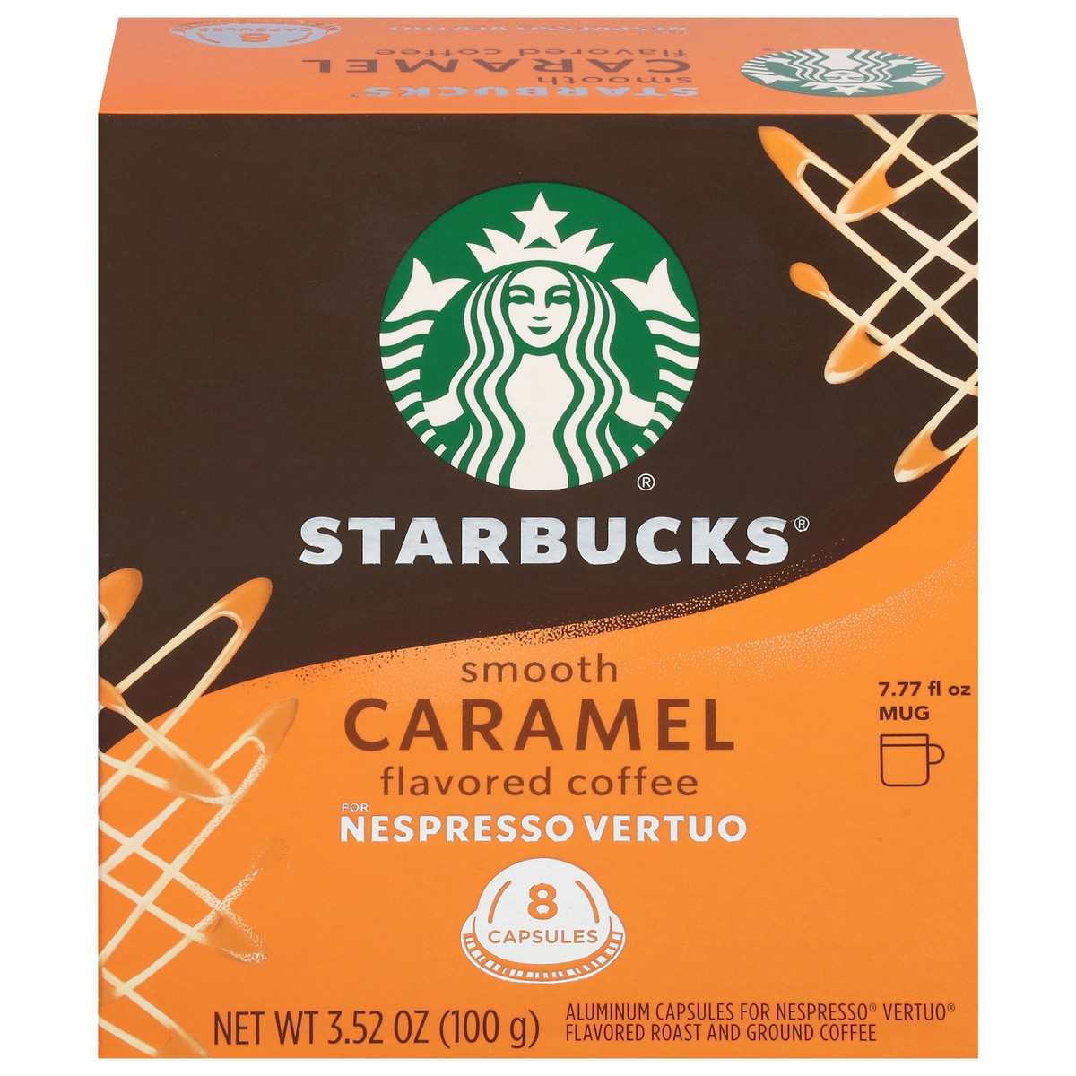 slide 4 of 12, Starbucks By Nespresso Vertuo Line Pods, Flavored Roast Coffee, Smooth Caramel, 100% Arabica, 8 Pods, 8 ct