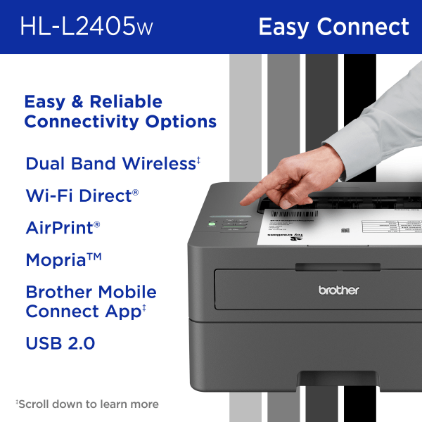slide 7 of 8, Brother Hl-L2405W Compact Wireless Laser Monochrome Printer, 1 ct