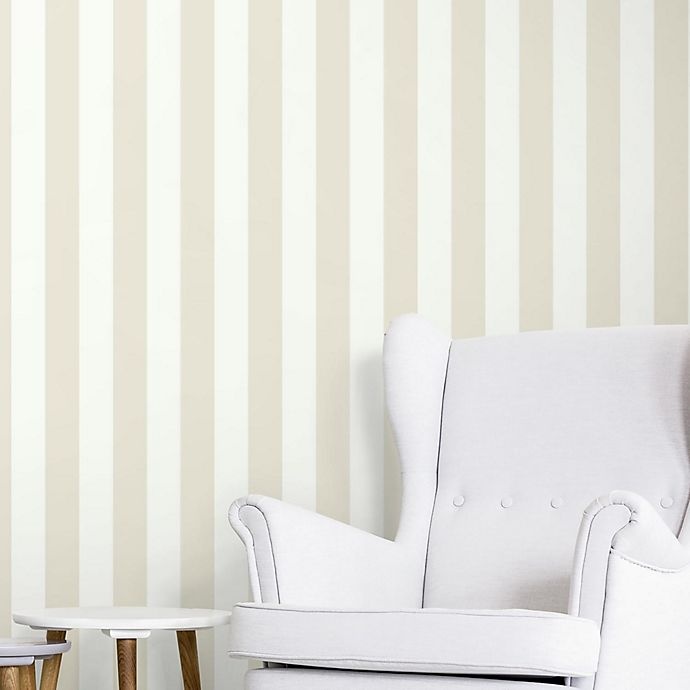 slide 2 of 7, RoomMates Awning Stripe Peel & Stick Wallpaper - Neutral, 1 ct