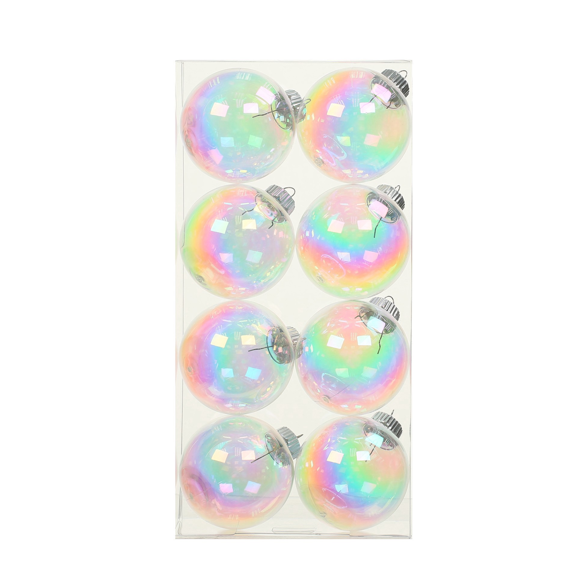 slide 2 of 3, 8 Pack 2.75" Clear Iridescent Diy Plastic Ball Ornaments By Make Market, 8 ct