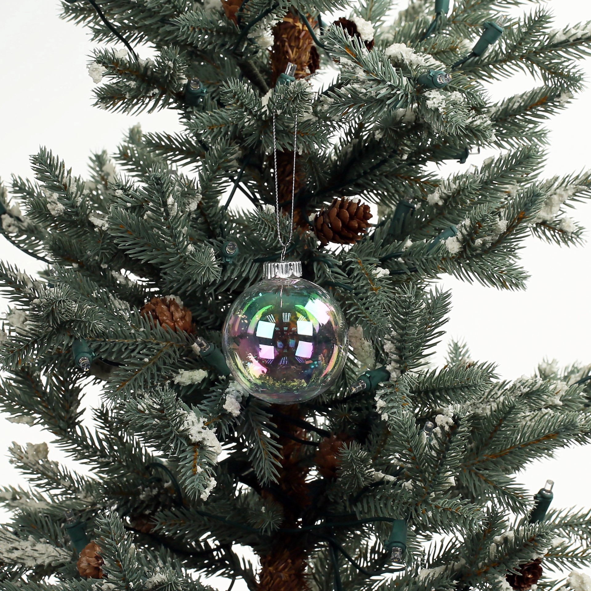 slide 3 of 3, 8 Pack 2.75" Clear Iridescent Diy Plastic Ball Ornaments By Make Market, 8 ct