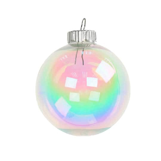 slide 1 of 3, 8 Pack 2.75" Clear Iridescent Diy Plastic Ball Ornaments By Make Market, 8 ct