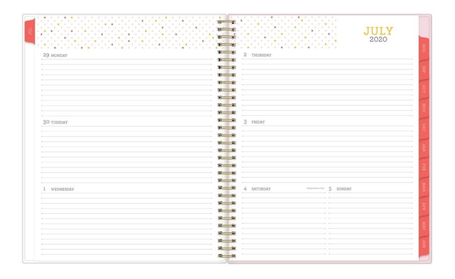 slide 3 of 4, Blue Sky Snow & Graham 14-Month Weekly/Monthly Tabbed Planner, 8-1/2'' X 11'', Red/Orange/Pink Flowers, July 2020 To June 2021, 1209, 1 ct