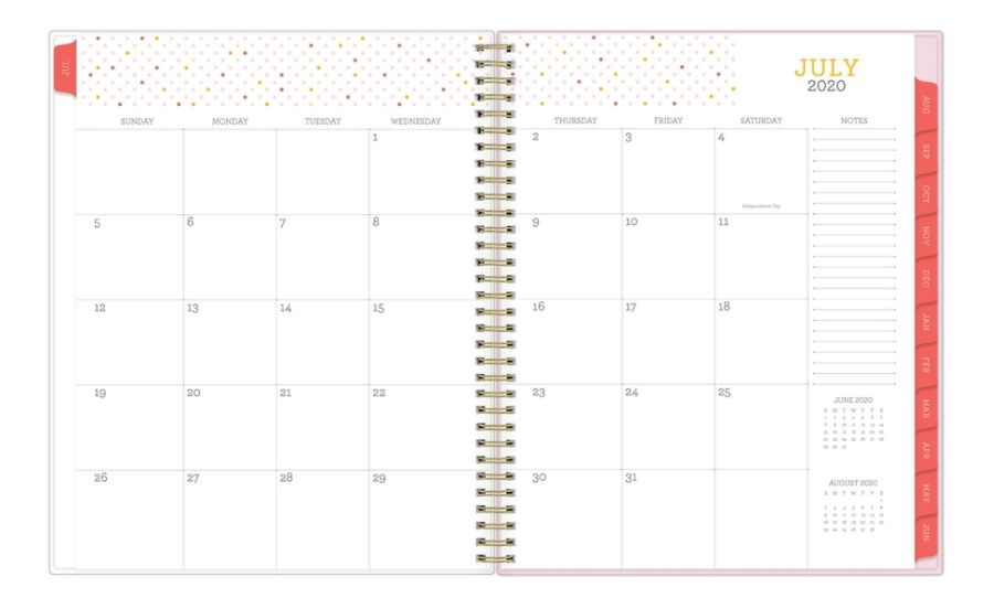 slide 4 of 4, Blue Sky Snow & Graham 14-Month Weekly/Monthly Tabbed Planner, 8-1/2'' X 11'', Red/Orange/Pink Flowers, July 2020 To June 2021, 1209, 1 ct