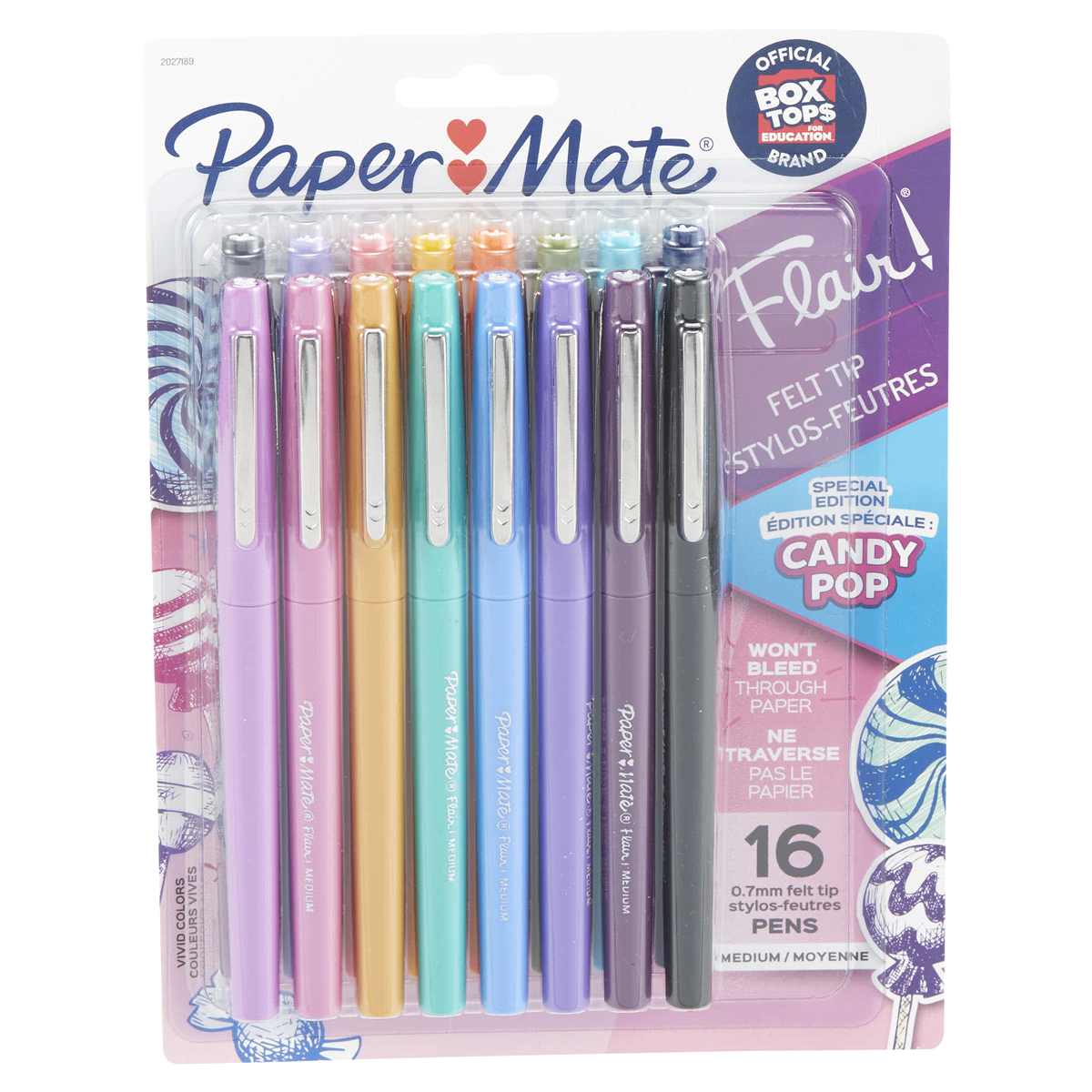 slide 1 of 1, Paper Mate 1979423 Flair Felt Tip Pens, Medium Point (0.7mm), Limited Edition Candy Pop Pack, 16 ct