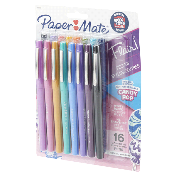 slide 25 of 29, Paper Mate 1979423 Flair Felt Tip Pens, Medium Point (0.7mm), Limited Edition Candy Pop Pack, 16 ct