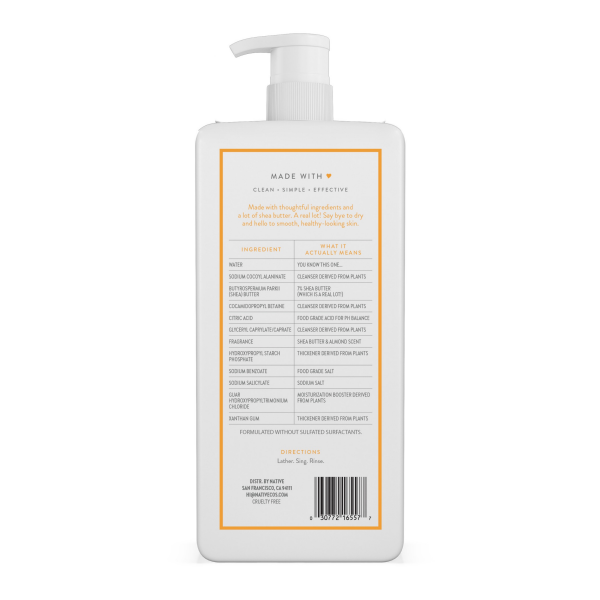 slide 5 of 5, Native Shea Butter & Almond Moisturizing Body Wash 18 oz, 18 fl oz