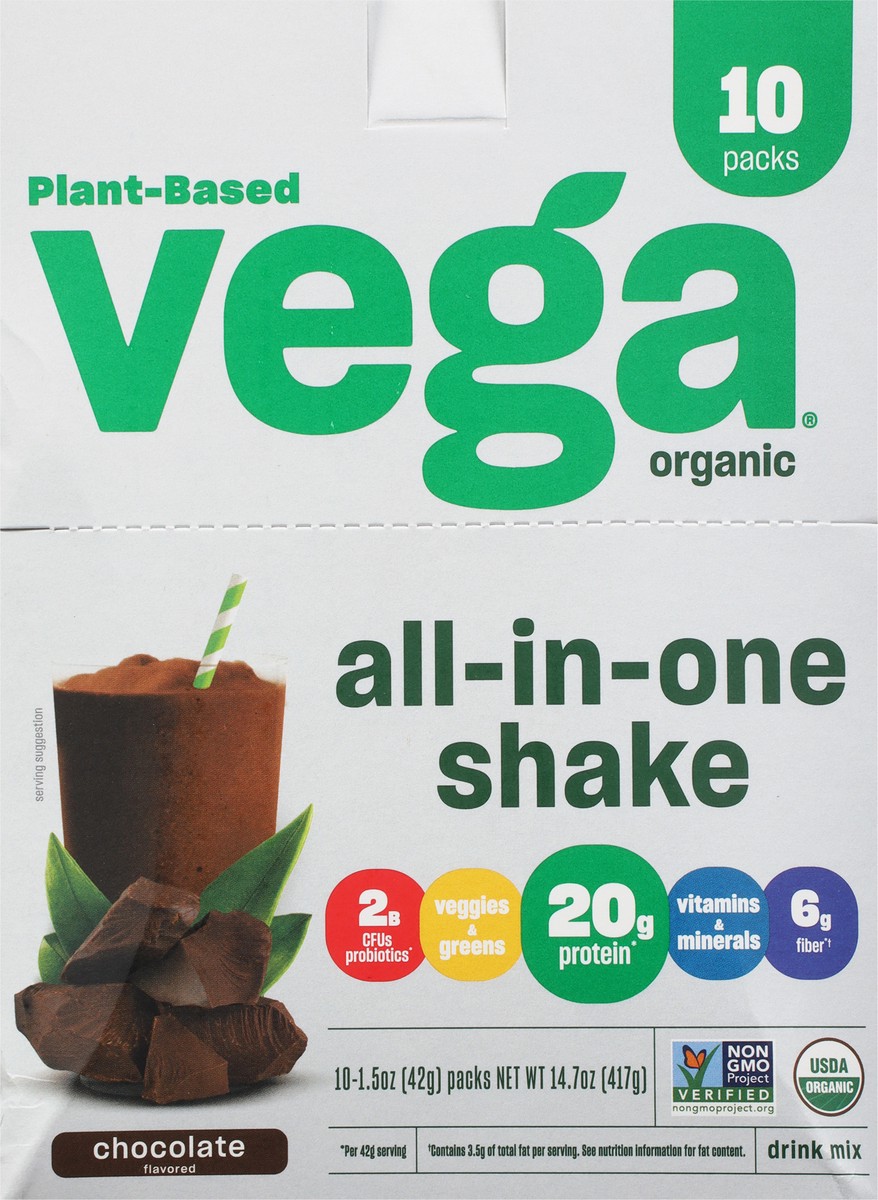 slide 9 of 12, Vega Organic Chocolate Flavored Drink Mix 10 - 1.5 oz Packs, 10 ct