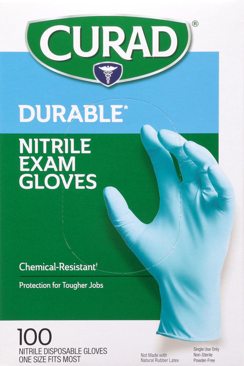 slide 1 of 9, Curad Exam Glove Blue Nitrile, 100 ct