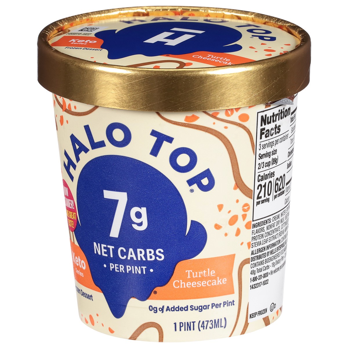 slide 7 of 9, Halo Top Keto Series Turtle Cheesecake Frozen Dessert 1 pt, 16 fl oz