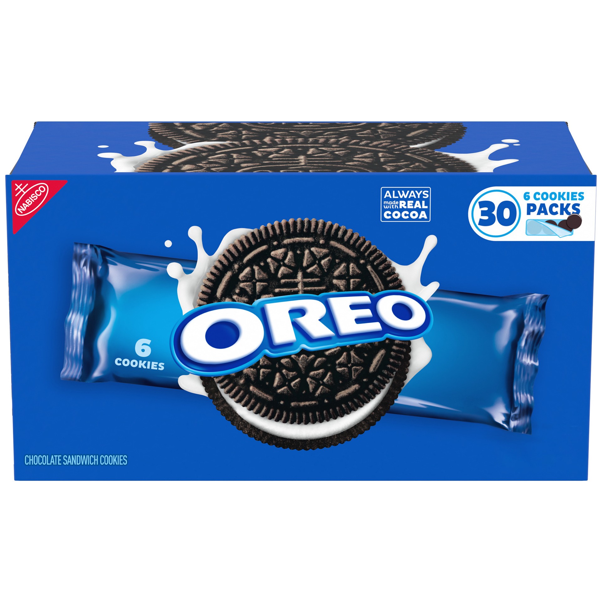 slide 1 of 9, OREO Chocolate Sandwich Cookies, 30 Snack Packs (6 Cookies Per Pack), 72 oz