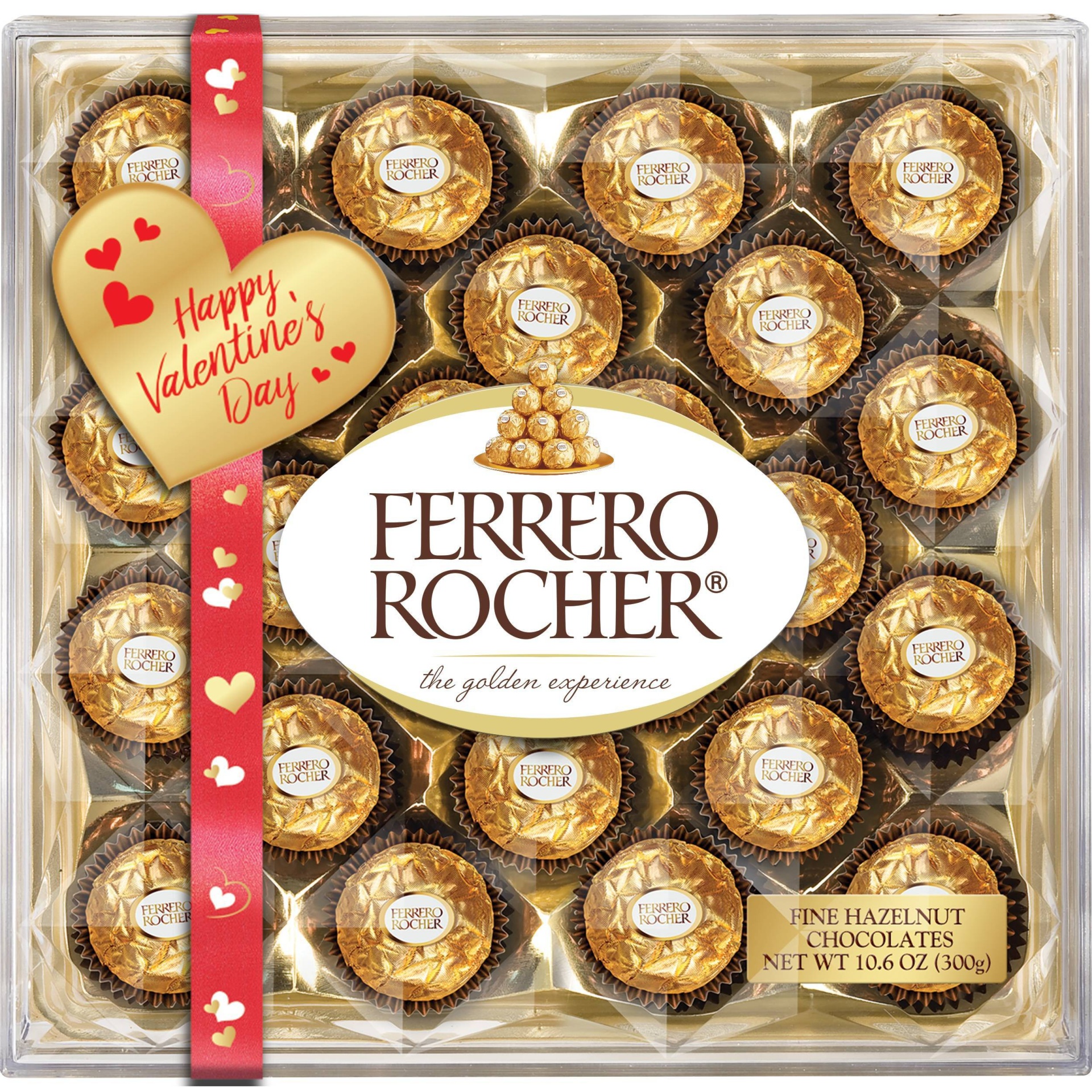 slide 1 of 1, Ferrero Rocher Valentine's The Golden Experience Hazelnut Chocolates, 10.6 oz