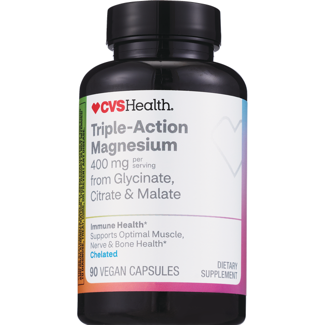 slide 1 of 1, CVS Health Chelated Triple Magnesium-Triple Action Supplement, 90 ct