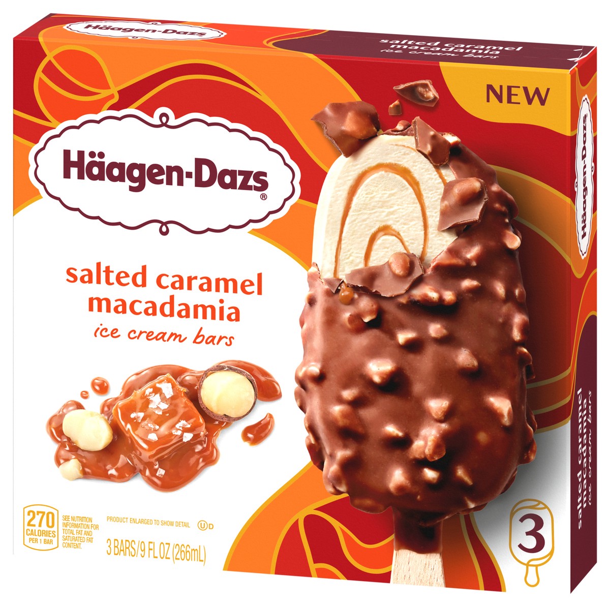 slide 3 of 4, Häagen-Dazs Salted Caramel Macadamia Nut Ice Cream Snack Bars, 3 Count, 3 ct