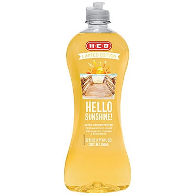 slide 1 of 1, H-E-B Limited Edition Ultra Concentrated Hello Sunshine! Dish Soap, 22 oz