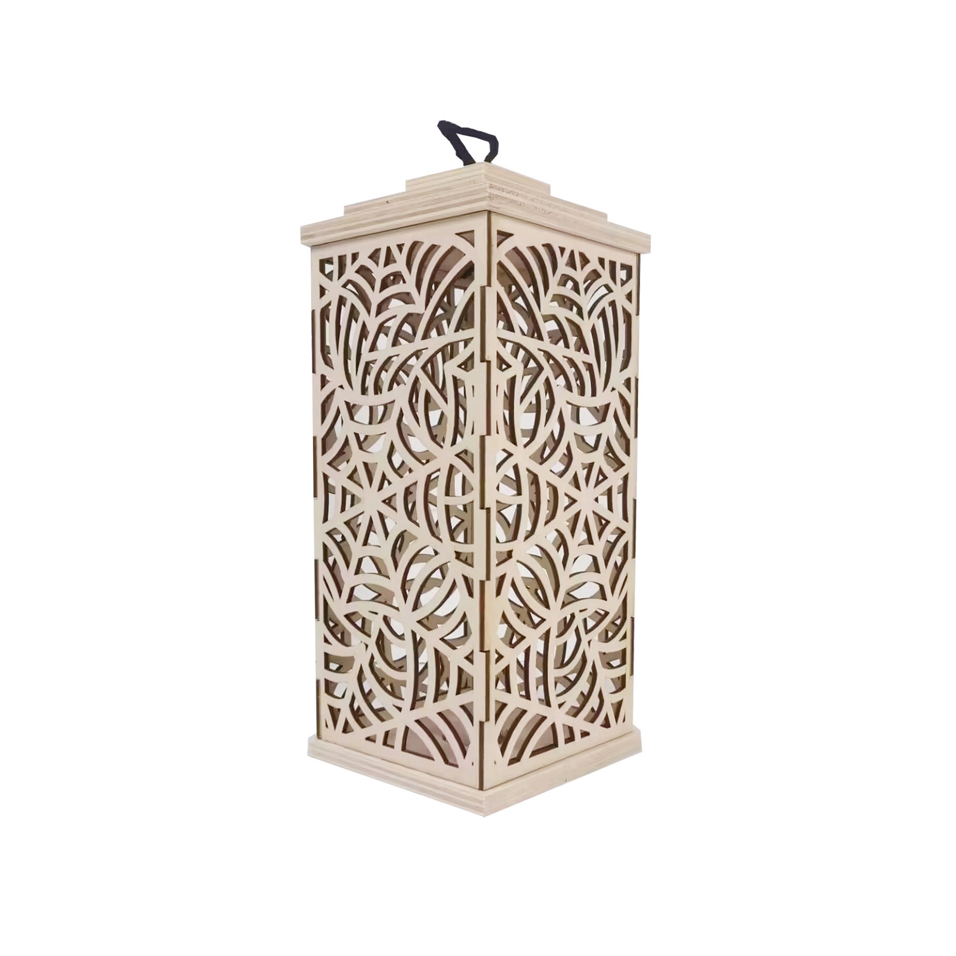 slide 4 of 4, 10" Diy Led Web Wood Lantern Decor By Make Market, 4.25 in x 4.25 in x 10 in