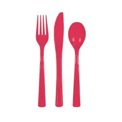 Unique Industries Ruby Red Assorted Plastic Cutlery Set