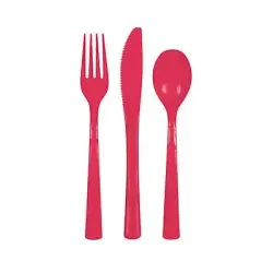 Unique Industries Ruby Red Assorted Plastic Cutlery Set