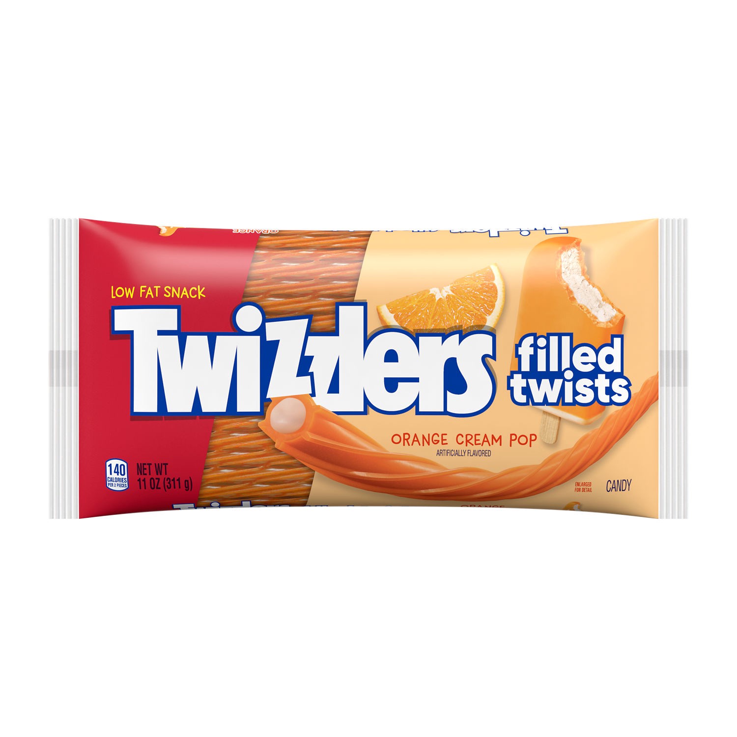 slide 1 of 1, Twizzlers Filled Twists Orange Cream Pop Flavored Licorice Style, Candy Bag, 11 oz, 11 oz