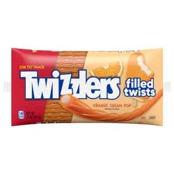 TWIZZLERS Filled Twists Orange Cream Pop Flavored Licorice Style, Candy Bag, 11 oz